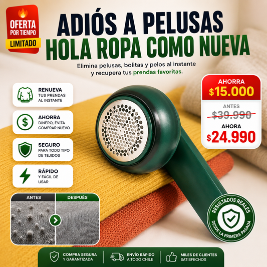 NovaLint™ - Quita pelusas recargable verde