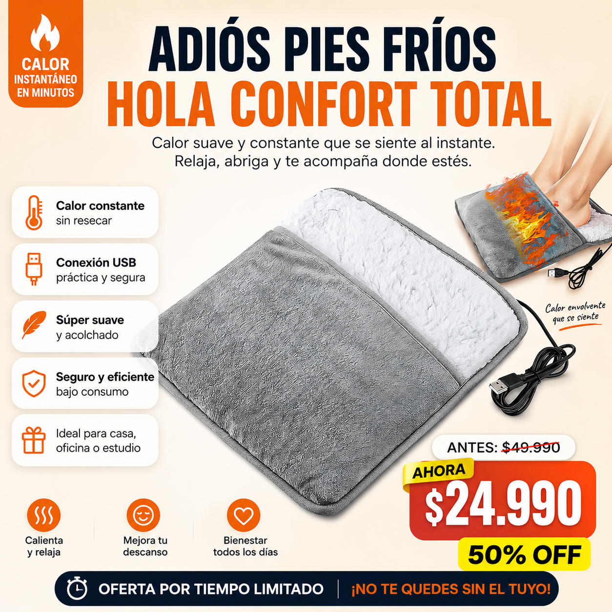 ThermaNest™ - Manta Calentador Pies Multiusos USB