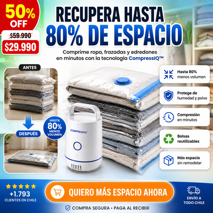 CompressIQ™ - Bomba para comprimir al vacío + 5 bolsas de regalo