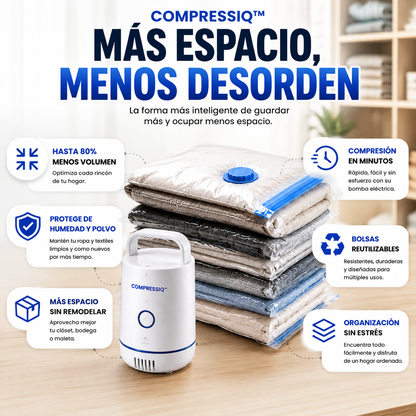 CompressIQ™ - Bomba para comprimir al vacío + 5 bolsas de regalo