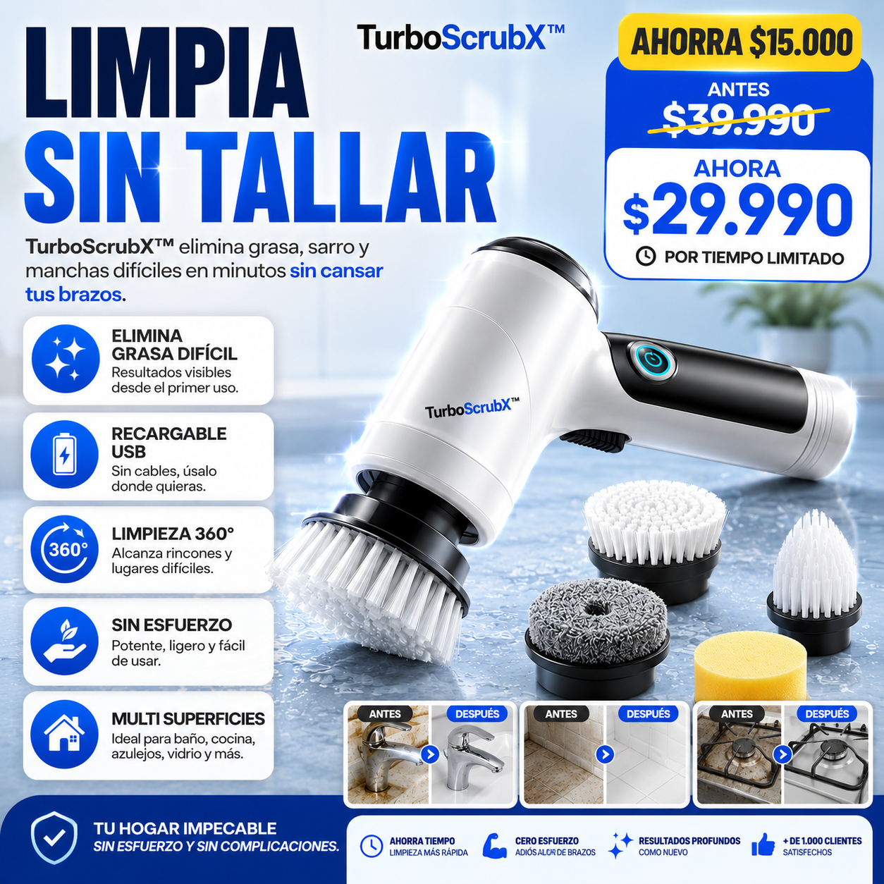 TurboScrubX™ - Cepillo Eléctrico Magic Brush