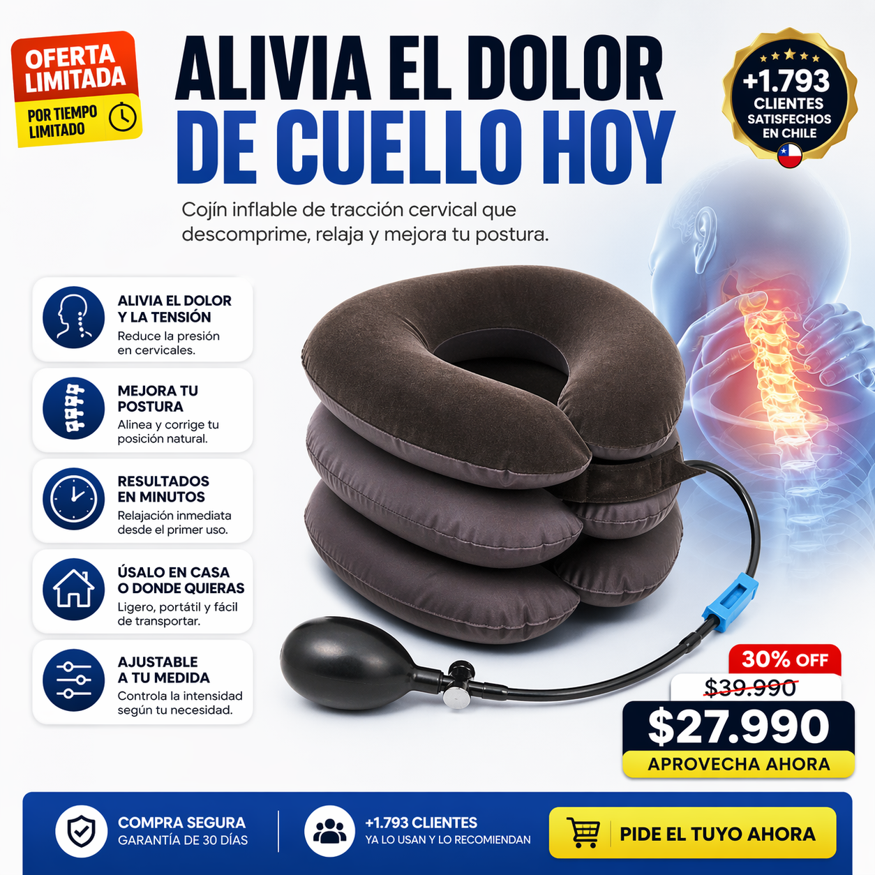 AirCervix Pro™ Cojin Inflable Dolor Cervical