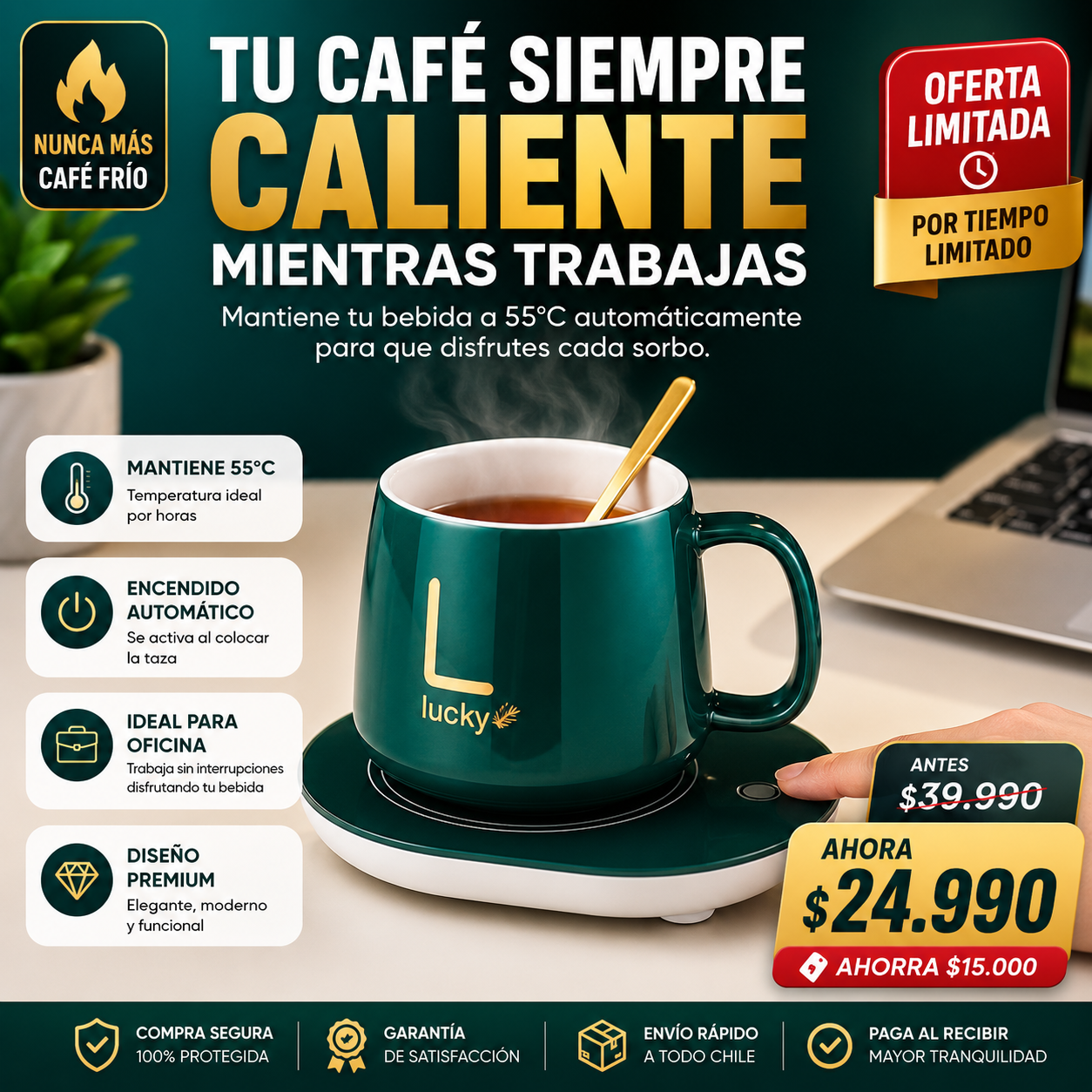 ThermaSip™ - Taza Con Calentador Eléctrico