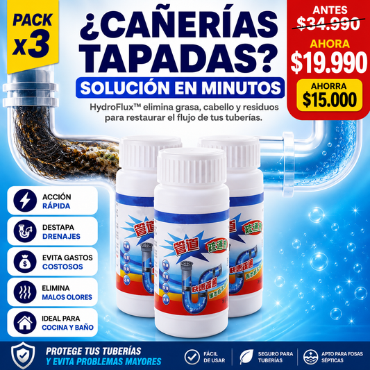 HydroFlux™ - TRIPACK Polvo Limpiador De Drenaje