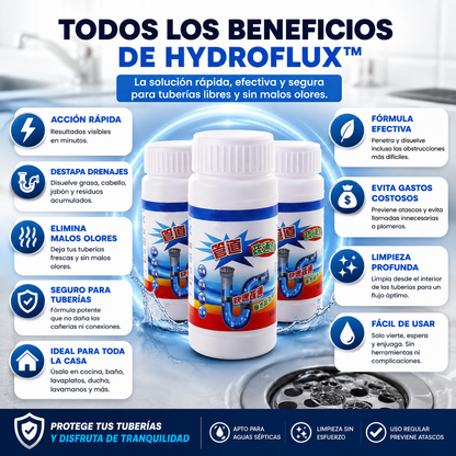 HydroFlux™ - TRIPACK Polvo Limpiador De Drenaje