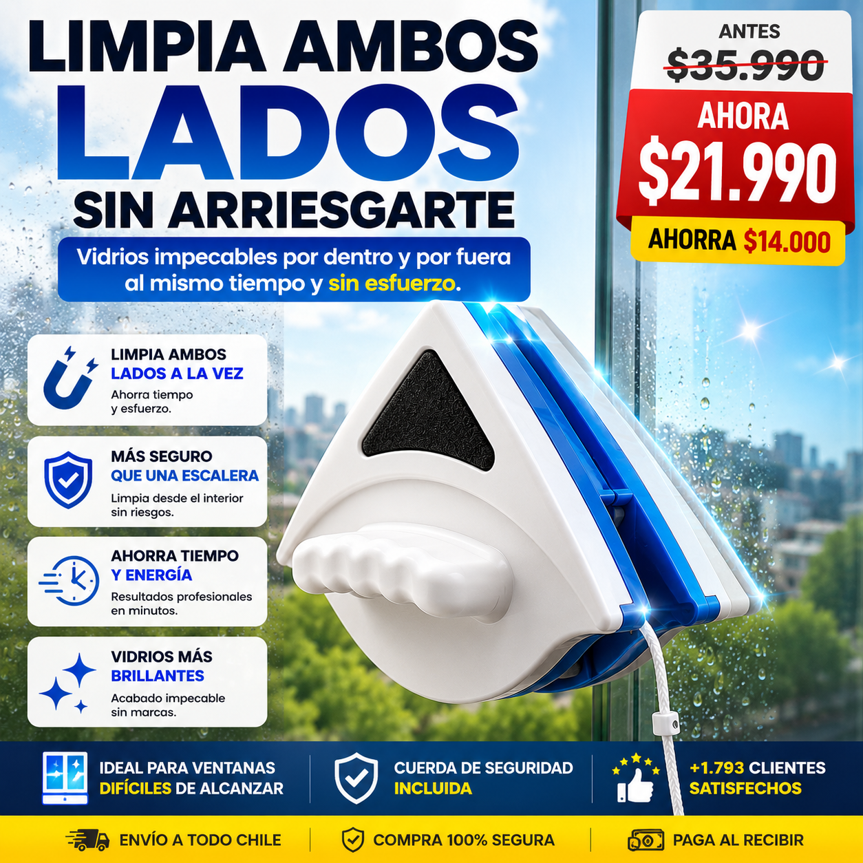 MagniClear™ - Limpia vidrio magnético