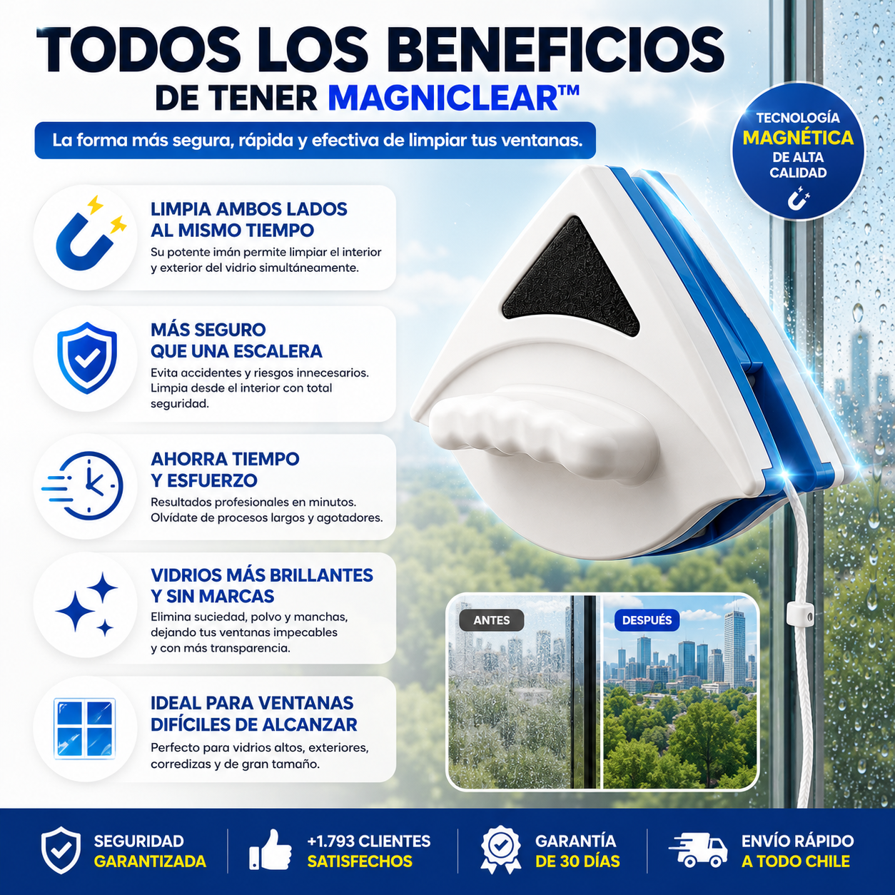 MagniClear™ - Limpia vidrio magnético