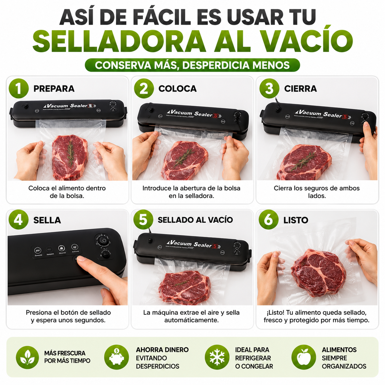 FreshLock™ - Selladora al vacio + 5mts GRATIS de bolsa para comida